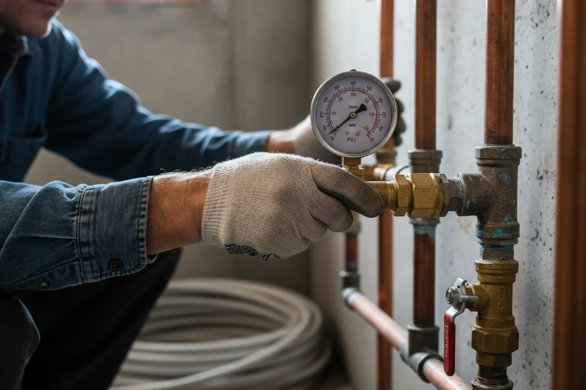 Pressure testing a repaired line during Water Line Repair in Silver Springs
